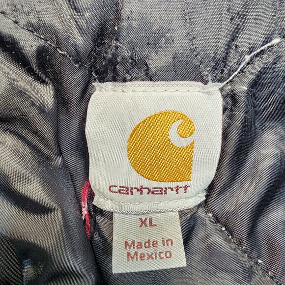 Carhartt Mens Coat Extra Large Black Duck Canvas Quilt Lined Work Chores Grunge - Picture 3 of 12